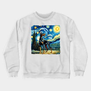 Starry Doberman Pinscher Dog Portrait - Pet Portrait Crewneck Sweatshirt